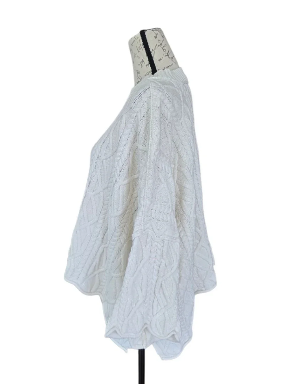 Free People Washed Ashore Cream Oversized Cable Knit Sweater L